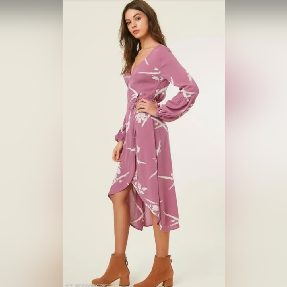 O'Neill Mauve Floral Wrap Dress